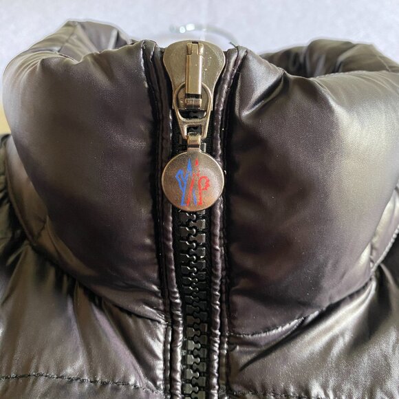 Moncler Maya Puffer Jacket Men's 5 Black Shiny Glossy Down Coat - Picture 9 of 16